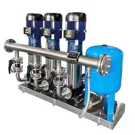 Commercial booster pump set with multistage vertical pumps and pressure tank
